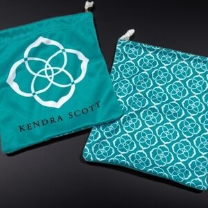 Lot Of 2 Kendra Scott Teal Drawstring Jewelry Pouches